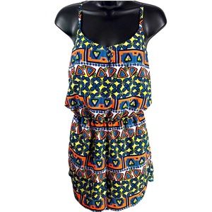 Love Reign women’s Multicolor Neon abstract Sleeveless Romper Size XL